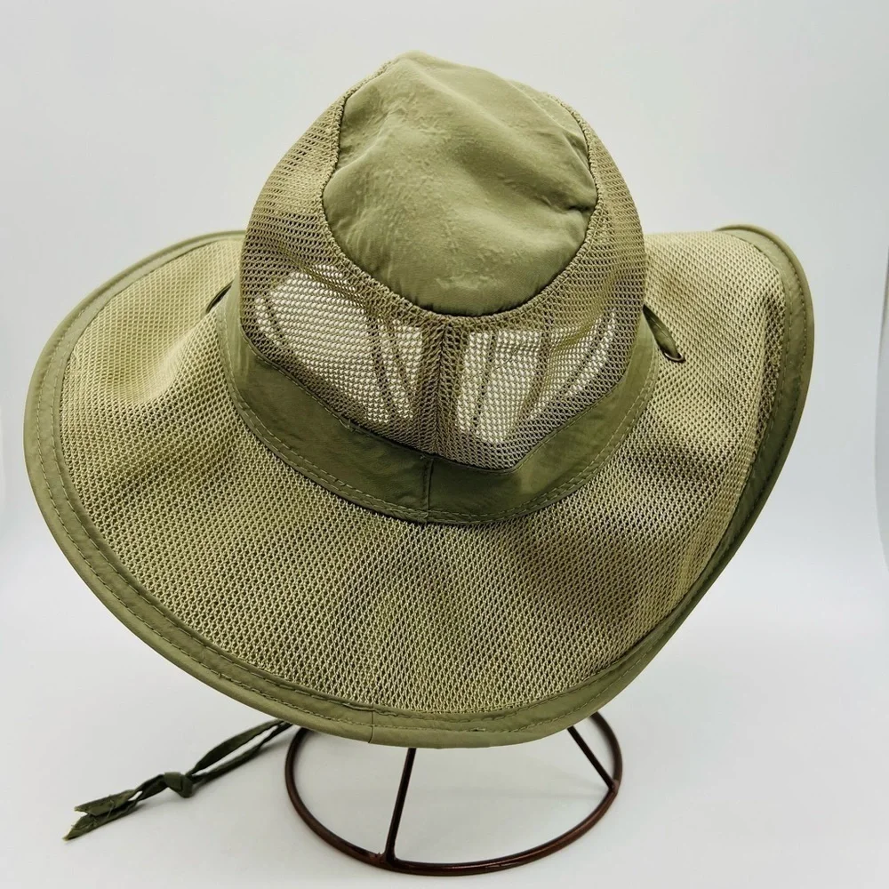 DORFMAN PACIFIC CO UNISEX TAN POLYESTER/MESH HANDMADE HAT SIZE MEDIUM